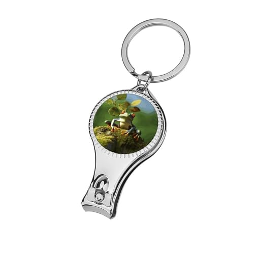 Peace Frog Tree Metal Nail Clipper, Nail Cutter with File & Bottle Opener Keychain for Men Women, Portable Nail Tool for Travel Outdoor Daily Use