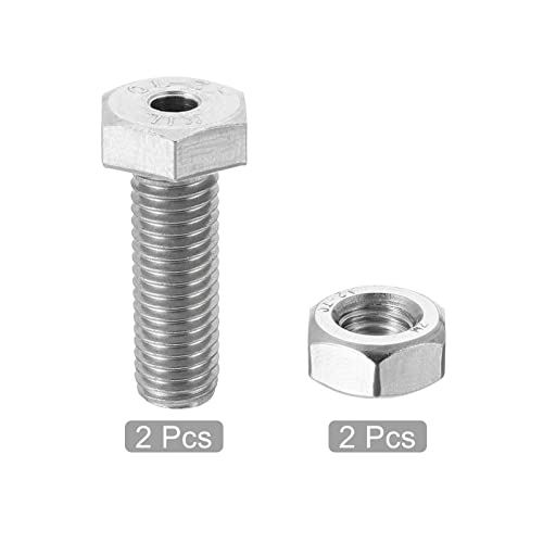 MECCANIXITY M10x30mm Hollow Screw Bolts External Hexagon Fasteners with Nuts, 304 Stainless Steel Pack of 2 - size: M10x30mm