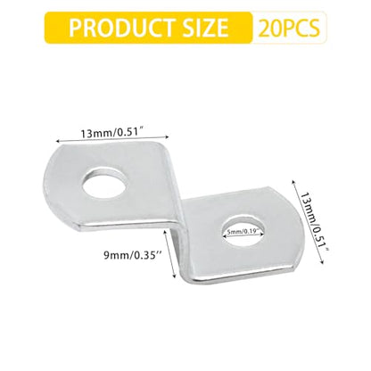 Offset Clips for Picture Framing, Z-Shape Canvas Mounting Clips with Mounting Hole, with Screws (20pcs, 9mm) - size: 9mm