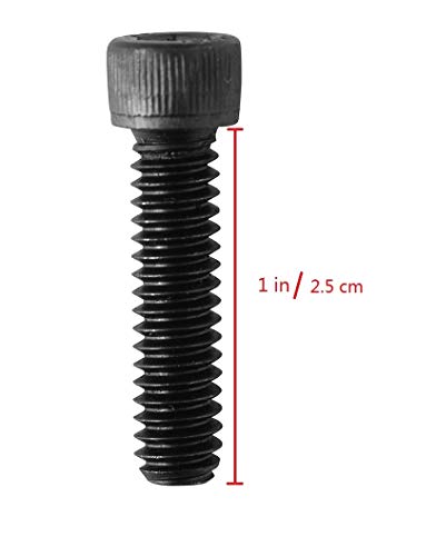Socket Head Cap Screw, 1/4-20 x 1, Alloy Steel, Black Oxide, Hex Socket Coarse Thread, 1/4 inch Hexagonal Allen Bolt, Length: 1 inch, Full Thread (Quantity: 20) - size: 1 Inches (1")