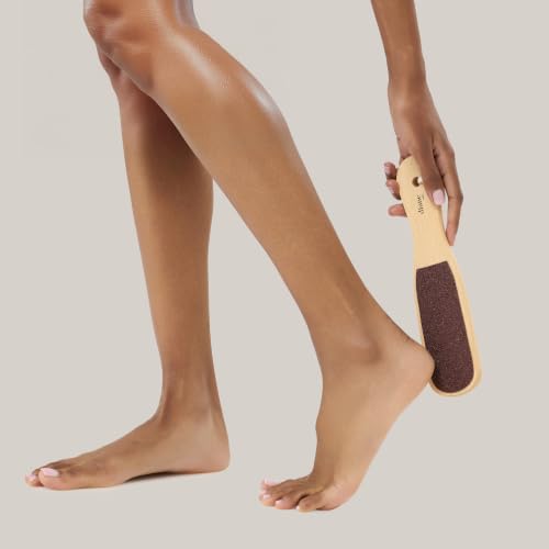 Diane 2-Sided Foot File Callus Remover for Feet, Wooden Handle Pedicure Tool, Foot Scrubber & Heel Scraper for Dead Skin, Dry Cracked Feet & Smoothing Heels, Wet or Dry Use, 10" x 2 3/8", 100/80 Grit