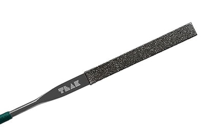 Teak Tuning PRO Diamond Encrusted Needle Fingerboard File - Logo Engraved with Rubber Handle - 5.5" Length - Great for Grip Tape & Gear Smoothing & Sculpting