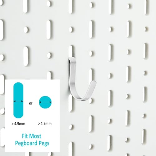 Pegboard J Hooks Silver 80pcs Peg Board Metal Tool Hangers for Garage Craft | 1/4" Pegboard Accessories, Stainless Steel Hooks with A Small Plier, Adjustable J Hook for Slot Panels, Wire Shelving, Racks - style: 80pcs Silver J Hooks