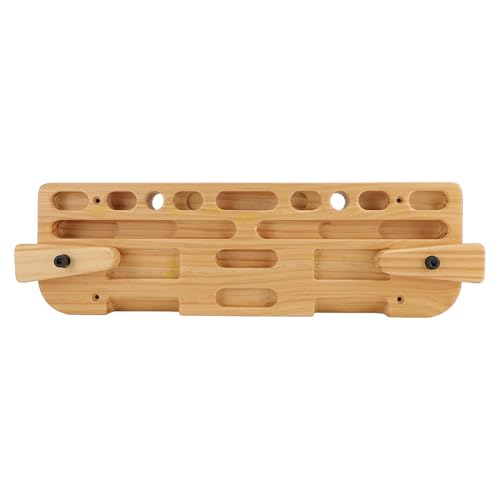 Training Hang Board, Solid Wood with Various Grip Holes, Enhanced Strength Exercise Compact Climbing Finger Wooden Hangboard with Adjustable Depths, Forearm Strengthener