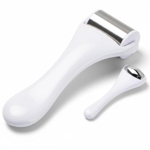 Tondiamo 2 Pcs Muscle Roller Portable Small Silicone Massager Roller Deep Tissue Muscle Massage Stick Cellulite Remover Scar Tissue Massager for Relief Face Neck Arm Back Leg(White,Metal) - color: White, style: Metal