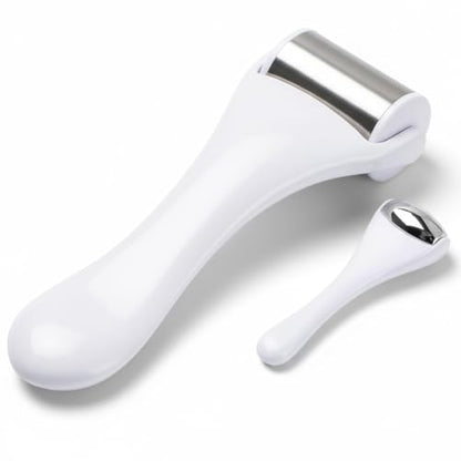 Tondiamo 2 Pcs Muscle Roller Portable Small Silicone Massager Roller Deep Tissue Muscle Massage Stick Cellulite Remover Scar Tissue Massager for Relief Face Neck Arm Back Leg(White,Metal) - color: White, style: Metal