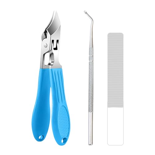 Side Nail Clippers | Heavy Duty Anti-Splash Nail Trimmer - Thick Fingernail Cutter - for Kids Adults Seniors Men Women Home Office School Travel Fingernails - color: Blue