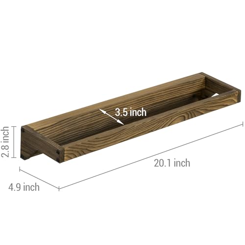 MyGift Set of 4 Rustic Burnt Solid Wood Hanging Shoe Storage Organizer Racks, Wall Mounted Space Saving Footwear Holder for Closet, Mudroom, Entryway, Holds 8 Pairs - color: Burnt Wood