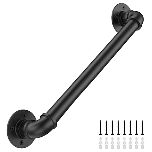 4FT Industrial Stair Railing Wall Mount Staircase Handrail φ1.3 Pipe Hand Rail for Steps Grab Bar Foot Rail Vintage Pipe Railing Black Deck Handrail for Outdoor Indoor Stairs Porch - size: 4FT
