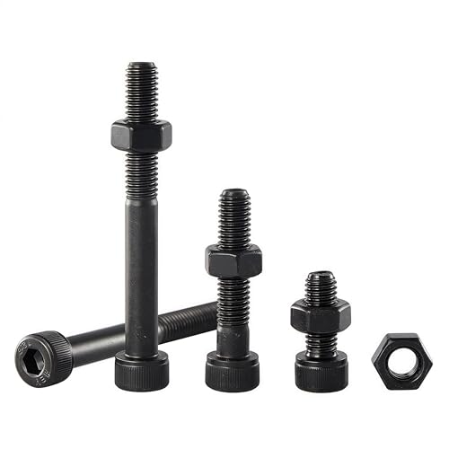 M10-1.5x40 Socket Head Cap Screw and Nut Kit 6set, Grade 12.9 Alloy Steel, Black Oxide Finish, Full Thread, High Tensile Strength for Automotive, Machinery & Heavy Duty Use - size: M10x40mm(6 Sets）