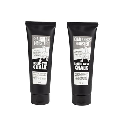 Liquid Gym Chalk - Mess-Free - Premium Sweat Resistant Long Lasting Grip - Quick Dry Hand Grip for Gymnastics, Rock Climbing, Power Lifting and More - Chalkness Monster - size: 200mL 2 Pack