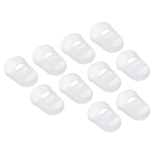 PATIKIL 0.71 Inch Rubber Finger Tips, 30 Pack Silicone Thumb Fingertip Protector Covers Pads Thimble for Guitar Playing Office Counting Sewing, Clear Small Size - color: Clear, size: 0.71 Inch