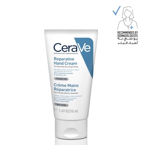 CeraVe Therapeutic Hand Cream for Dry Cracked Hands With Hyaluronic Acid and Niacinamide,Fragrance Free 3 Ounce,(Pack of 2) - size: 3 Ounce (Pack of 2)