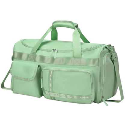 MAXTOP Gym Bag for Women Men Travel Duffle Bag Large Capacity Carry On Weekender Overnight Bag With Shoe Compartment Gym Tote Dry Wet Separation Duffel Bag for Travel - color: Matcha Green, style: Gym Bag