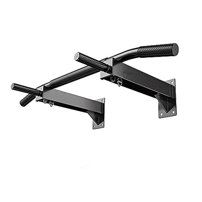 Wall Mounted Pull Up Bar and Dip Station,Heavy Duty Chin Up Bar Supports to 440lbs,Multifunction Exercise Bar for Indoor Home Workout, Black