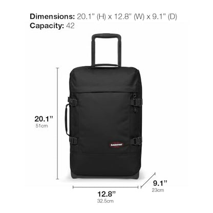 EASTPAK Tranverz S – 42L Small Soft Sided Cabin Sized Luggage, Dual Compartments, TSA Lock, Compression Straps & Smooth Inline Wheels, Brize Retro Navy - color: Brize Retro Navy, size: 42 Liter Carry On