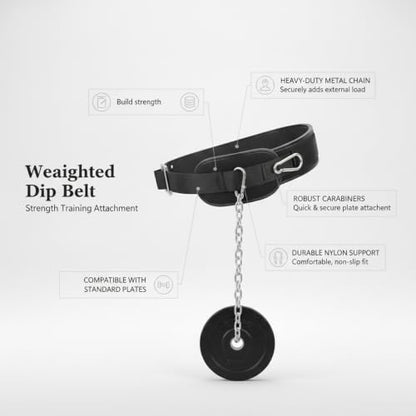 1 PC Weighted Dip Belt with Iron Chain, Heavy Duty Strength Training Attachment for Pull Ups and Dips