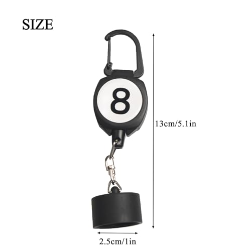 LAKE OF FIRE Pool Chalk Holder with Retractable Key Ring Black | Snooker & Billiards Pool Accessories, Professional Billiards Gifts for Men - size: Round