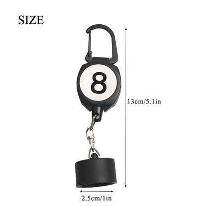 LAKE OF FIRE Pool Chalk Holder with Retractable Key Ring Black | Snooker & Billiards Pool Accessories, Professional Billiards Gifts for Men - size: Round