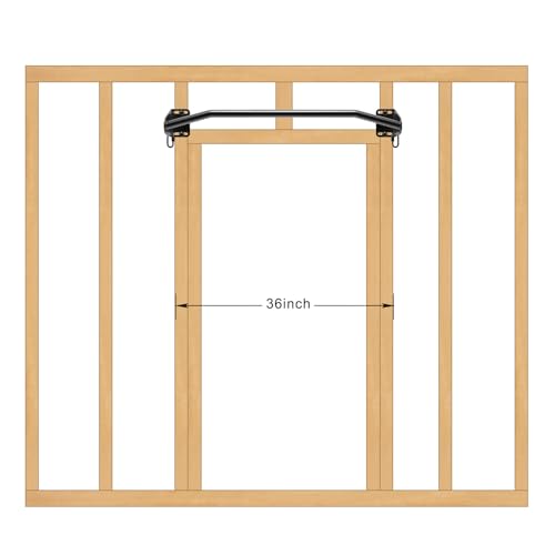 SELEWARE Heavy Duty Welded Pull Up Bar Wall/Joist/Ceiling Mount Chin Up Bar | Multifunctional Pull-up Bars w/Resistance Band Hooks for Home Gym Strength Training, Sturdy Steel Construction Support 500 lb - color: B: Black 36" Wall Mount Pull Up Bar