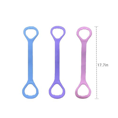 2-Pack Figure 8 Resistance Band TPR Pull Strap for Upper Body Stretching and Exercise - color: Pink Purple