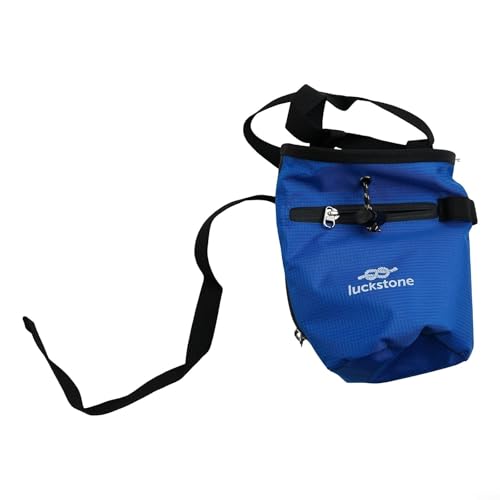 FABULETTA Climbing Chalk Bag for Rock Climbing, Gymnastics Chalk Pouch with Belt, No Leak Design, Storage Pockets, Adjustable Waist Strap for Bouldering and(Blue) - size: Blue