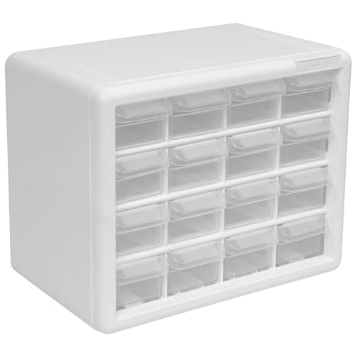 Akro-Mils 16-Drawer Plastic Storage Cabinet, 10.5"W x 6.5"D x 8.5"H, White | Plastic Cabinet w/ Drawers for Garage Organization, Beads, Makeup Organizer, Building Bricks Storage, Teacher Toolbox, 10116 - color: White, size: 16 Drawer, style: 1 Pack