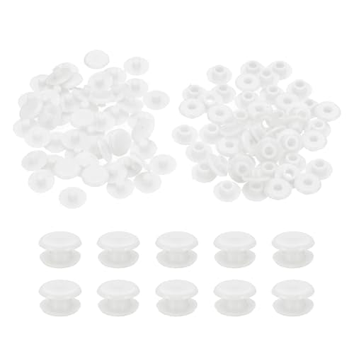 PATIKIL M5x3mm Plastic Binding Post, 50 Sets Plastic Chicago Screws Binding Screw Rivet Post Press-on Buckle for Leather Scrapbook Photo Albums, White - color: White, size: M5x3mm