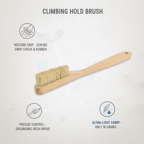 Climbing Brush for Gym Walls and Outdoor Rock, Stiff Boar Bristles with Beech Wood Handle (1 Pack)