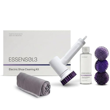 Electric Shoe Cleaning Kit, Rechargeable Shoe Cleaner Brush with 3 Heads & Solution for Sneakers