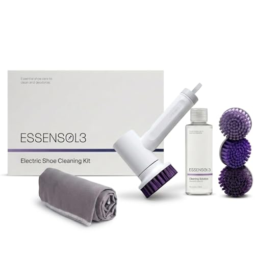 Electric Shoe Cleaning Kit, Rechargeable Shoe Cleaner Brush with 3 Heads & Solution for Sneakers