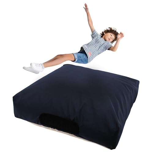 Matini Sensory Crash Pad for Kids & Adult – Crash Mat with Foam Blocks, Waterproof Cover, Non Slip Bottom, Soft Fabric Sensory Pads, Landing Mat for Jumping, Relaxing & Play - 36" x 36" (Dark Navy) - color: Dark Navy, size: 36" X 36"