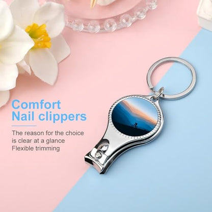 Mountains Silhouette Biker Nail Clippers Sturdy Fingernail and Toenail Clipper Cutters with Keychain