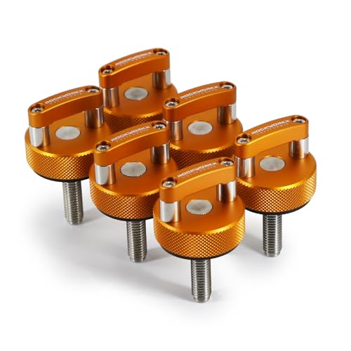 ROCKWORKX Billet Aluminum JKU Hard Top Quick Removal Fastener Thumb Screw, Integrated D Ring Product Name - color: Orange