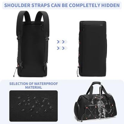 Gym Backpack for Women - 40L Duffel Bag with Shoe Compartment, Travel Weekender, Personal Item, Workout Tote Black