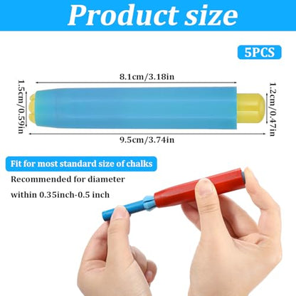 10PCS Chalk Holders,Adjustable Sidewalk Chalk Holder,Plastic Chalks Holder Stick, for Teachers, Offices, and Drawing Boards, Protecting Hands, 5 Colors