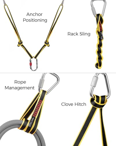 20mm Nylon Climbing Sling Runner 22kN / 4950lbf CE UIAA Certified | Rock Climbing Webbing Straps for Outdoor Climbing, Rappelling, Swing, Mountaineering & Emergency Anchoring - size: 20MM+60CM (6pcs)