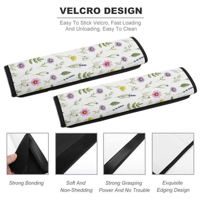 2 Pack Watercolor Wildflowers Car Seat Belt Pad Universal Soft and Comfortable Harness Pads Strap for Adult Use, Most Cars, Easy Install (No Tool) - color: Pattern 436