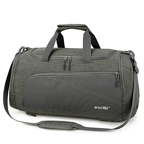 G4Free 45L/60L 3-Way Duffle Backpack Gym Bag with Wet Pocket & Shoes Compartment Sports Travel Weekender Overnight Duffel Bag | with Wet Pocket, Weekender Overnight Duffel Bag, Grey - color: Grey, size: 45L