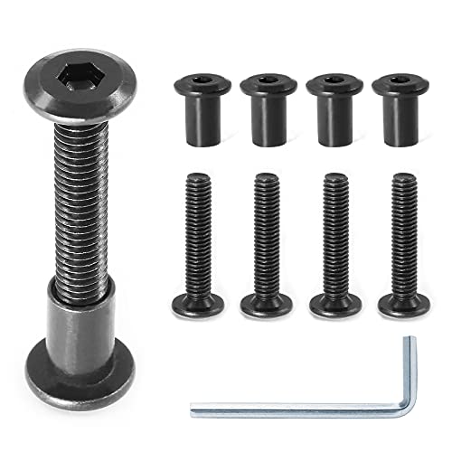 M6x35mm Hex Drive Socket Cap Bolt, Black, 10 Pair (20 Piece) | Included Allen Wrench, Furniture Connector Bolts, Countersunk Screw Barrel Nuts, for Crib Replacement Belt Cabinet - color: Black, size: M6x35mm