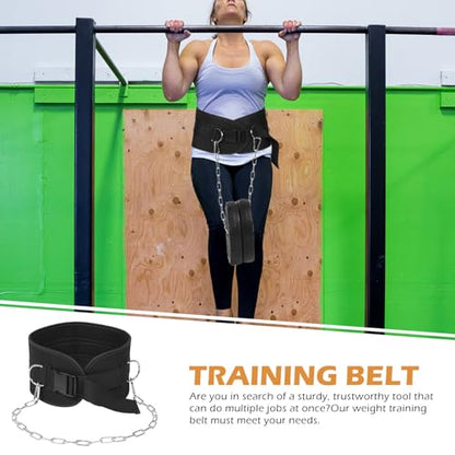 Weighted Pull-up Belt with Chain, Thickened Heavy Duty Weightlifting Belt for Men, Strength Training Equipment for Back Muscle Workout and Dip Exercises