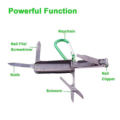 5 in1 Multi Tool Nail Clippers,Keychain,Scissors,Nail Files,Portable Nail Clippers,Stainless Steel Foldable Nail Cutter,Mini Multi Purpose Pocket Nail Clippers,Travel,Hiking,Camping