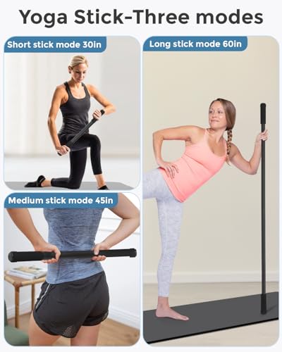 P Polerden Yoga Stick, 5ft Exercise Stick for Mobility, Stretching Stick with Non-Slip Ends, Exercise Dowel for Pilates, Balance Pole and Stretch Bar for Stretching Equipment - size: 1 PCS 60 inches Sturdy Steel