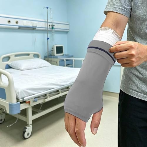 Cover Breathable Flexible Sleeve Soft Elastic Protector Reusable Nylon Spandex Material Open Finger Design Comfortable Compression Suitable, Gray - color: Gray