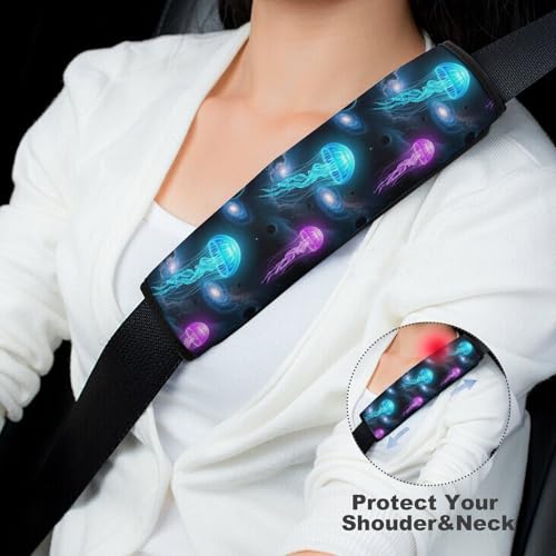 2 Pack Galaxy Jellyfish Car Seat Straps Shoulder Pads Soft Padded Seat Belt Cushion for Kids, All Vehicles, Pressure Relief - color: Pattern 1160