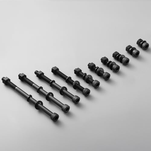 (30 Sets) M5 x 45mm Hex Socket Head Cap Screws Bolts and Nuts, Flat & Lock Washers Kits, 12.9 Grade Alloy Steel, Allen Socket Drive,Black Oxide Finish, Full Threads,with Hex Spanner - size: M5x45mm