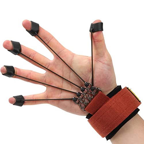 Hand Exerciser, Finger and Hand Extensor Trainer with Resistance Band for Strengthening Finger Flexion Extension Training, Ergonomic Design, High Grade Material, 20lbs 40lbs 60lbs - color: Red 60 pounds