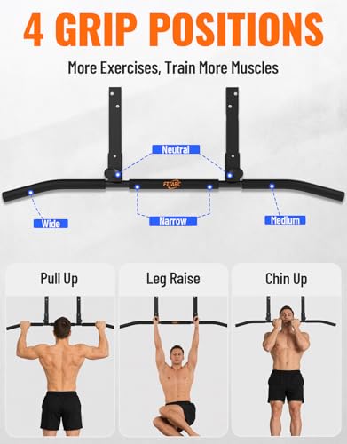 Fitarc Joist Mount Pull Up Bar, Wall Chin Up Bar Ceiling Mount for Beams, Heavy Duty Steel Construction, Home Gym Workout Equipment -Patent Pending - color: Joist Mounted for 8-9ft Beams, Standard Grip