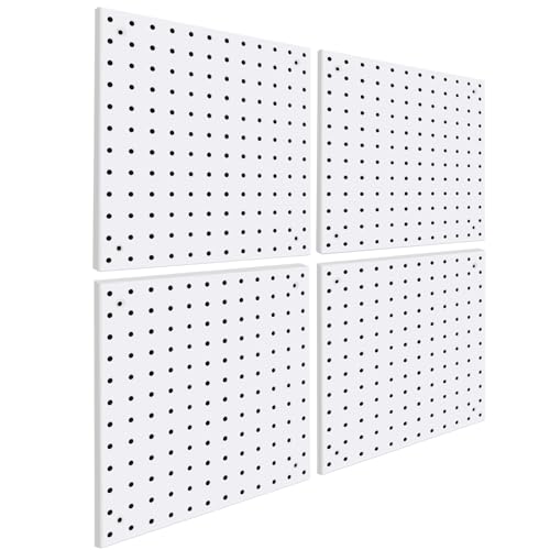 4 Pack Steel Peg Board,Universal 1/8 and 1/4 Pegboard Accessories,Ideal for Garage Tool Storage, Office Organization, Craft Room, Kitchen etc. (White, 4-12X12) - color: White, size: 4-12X12