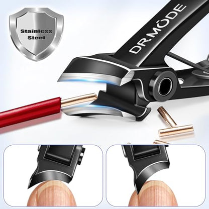 Toenail Clippers for Thick Toenails for Seniors | Heavy Duty Toe Nail Clippers for Men Thick Ingrown Nails with Wide Jaw, Slanted Curved Large Fingernail Clipper Cutter -Black - size: Big